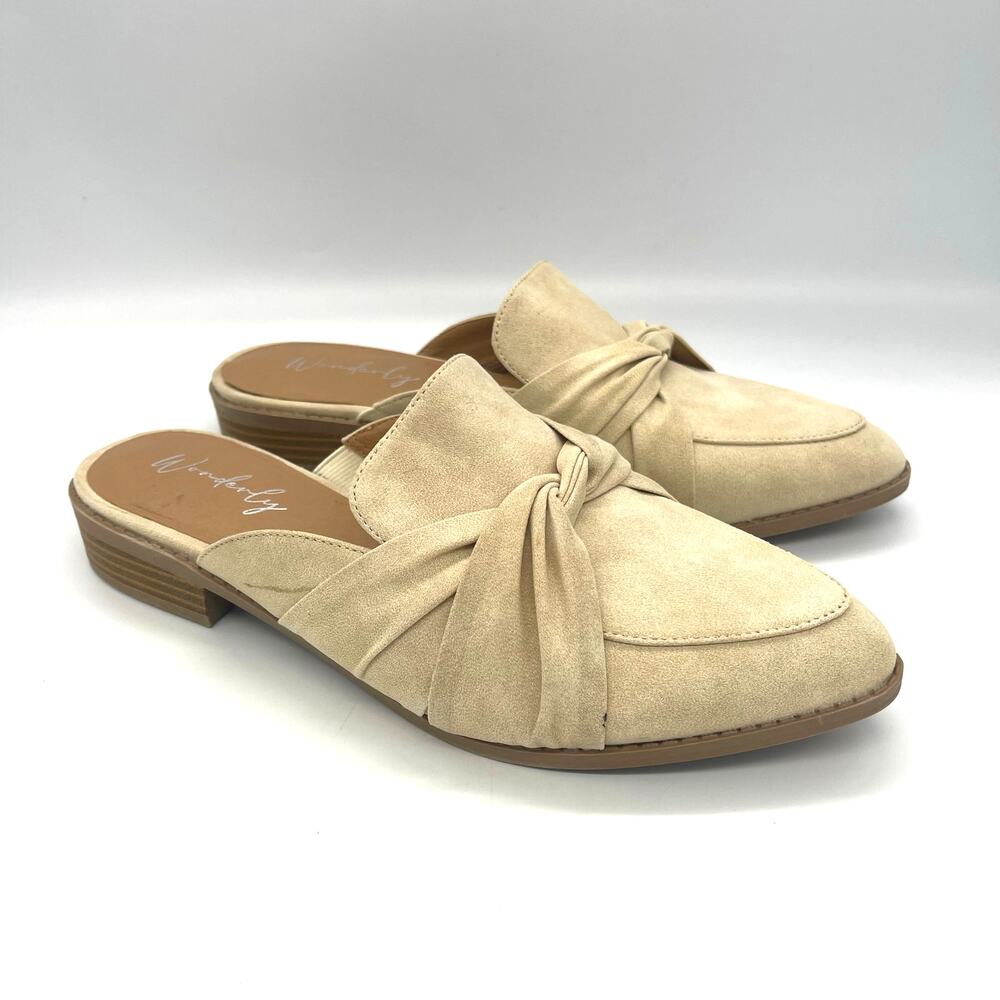 Wonderly Coraline Women's Beige Faux Suede Mules Size 8.5